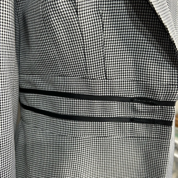Houndstooth plaid black and white two button front lined suit jacket blazer - Picture 7 of 16